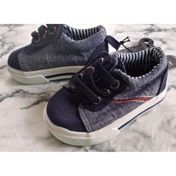 Wonder Nation Baby Boy Shoes Size 2 Canvas Sneakers Denim NWT - Picture 1 of 6